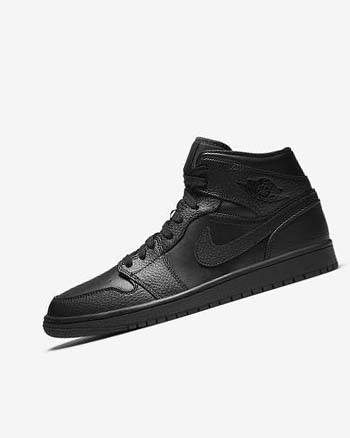 Black / Black / Black Men's Nike Air Jordan 1 Mid Sneakers | CA4712