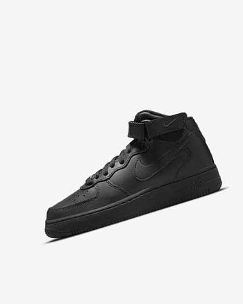 Black / Black Girls' Nike Air Force 1 Mid LE Sneakers | CA5215