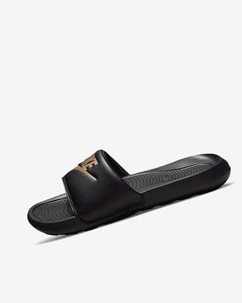 Black / Black / Metal Red Brown Women's Nike Victori One Slides | CA2712