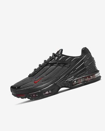 Black / Black / Silver / Red Men's Nike Air Max Plus 3 Sneakers | CA3234
