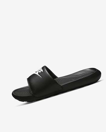 Black / Black / White Women's Nike Victori One Slides | CA2437