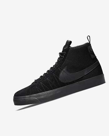 Black / Dark Grey / Black / Black Women's Nike SB Zoom Blazer Mid PRM Skate Shoes | CA4584