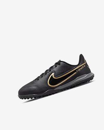 Black / Dark Grey / Metal Gold / Black Boy Nike Jr. Tiempo Legend 9 Academy TF Soccer Shoes | CA2512
