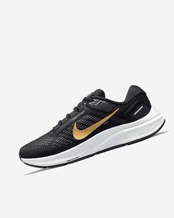 Black / Dark Grey / Metal Gold Women's Nike Air Zoom Structure 24 Running Shoes | CA2848