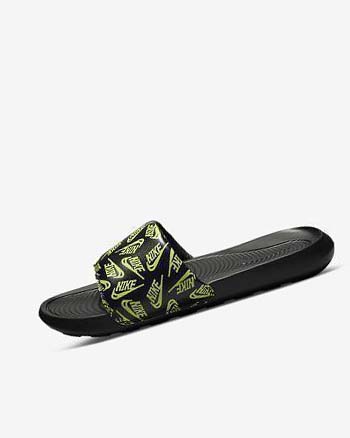 Black / Green Men's Nike Victori One Slides | CA2555