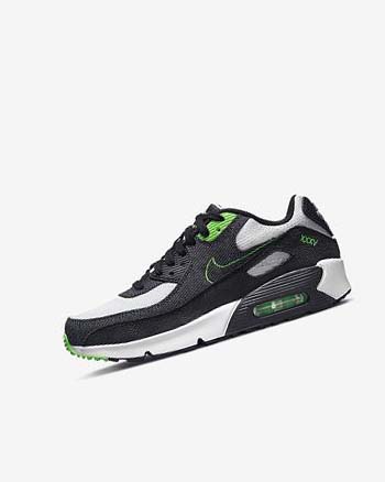Black / Green / White / Obsidian Girls' Nike Air Max 90 LTR SE Casual Shoes | CA3212