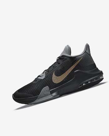 Black / Grey / Dark Grey / Metal Gold Men's Nike Air Max Impact 3 Basketball Shoes | CA4713