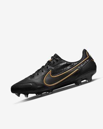 Black / Grey / Gold Men's Nike Tiempo Legend 9 Elite FG Soccer Cleats | CA1126