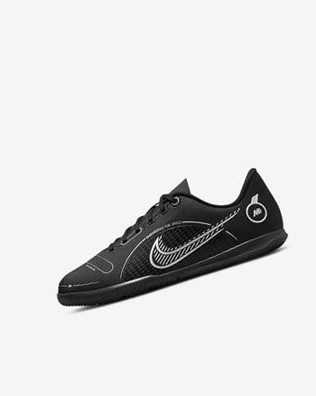 Black / Grey / Metal Silver Girls' Nike Jr. Mercurial Vapor 14 Club IC Soccer Shoes | CA5244