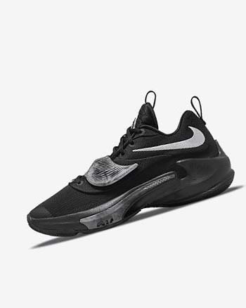 Black / Grey / Pink / Metal Silver Women's Nike Zoom Freak 3 Basketball Shoes | CA4552