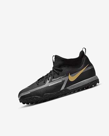 Black / Metal Gold / Dark Grey / Metal Dark Grey Boy Nike Jr. Phantom GT2 Academy Dynamic Fit TF Soccer Shoes | CA2734