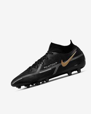 Black / Metal Gold / Metal Silver / Metal Dark Grey Men's Nike Phantom GT2 Dynamic Fit Elite AG-Pro Soccer Cleats | CA3069