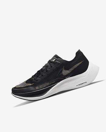 Black / Metal Gold / White Men's Nike ZoomX Vaporfly Next% 2 Running Shoes | CA4508