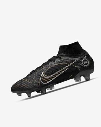 Black / Metal Silver / Grey / Metal Gold Women's Nike Mercurial Superfly 8 Elite SG-PRO Anti-Clog Traction Soccer Cleats | CA4649