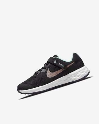 Black / Mint / Purple / Metal Red Brown Girls' Nike Revolution 6 FlyEase Running Shoes | CA4742