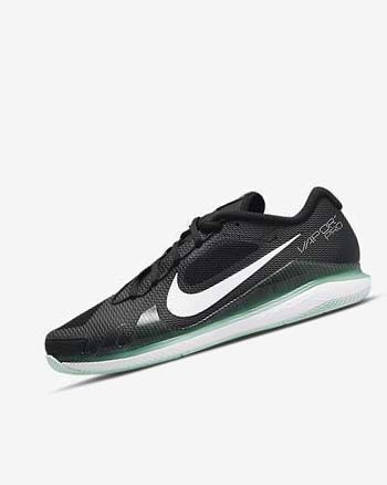Black / Mint / White Men's Nike Court Air Zoom Vapor Pro Tennis Shoes | CA2318