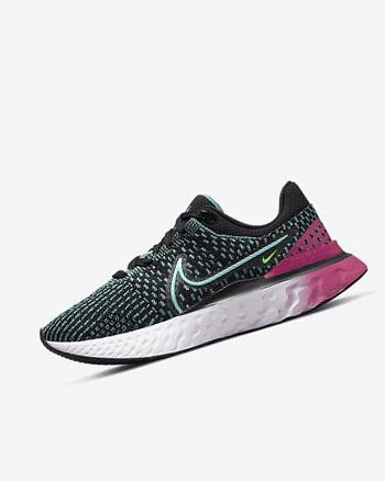 Black / Pink / Turquoise / Turquoise Women's Nike React Infinity Run Flyknit 3 Running Shoes | CA5481