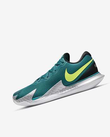 Black / White / Green Men's Nike Court Air Zoom Vapor Cage 4 Rafa Tennis Shoes | CA2603