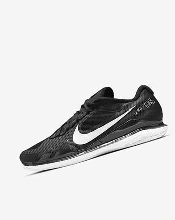 Black / White Men's Nike Court Air Zoom Vapor Pro Tennis Shoes | CA2718