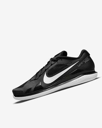 Black / White Men's Nike Court Air Zoom Vapor Pro Tennis Shoes | CA4727