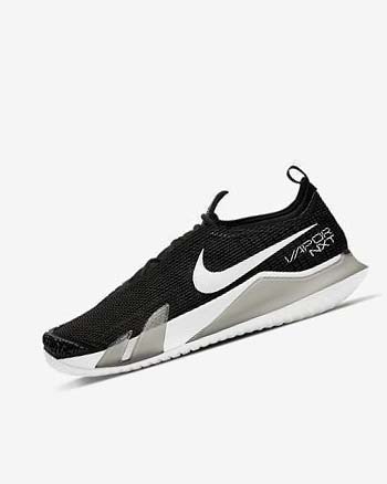 Black / White Men's Nike Court React Vapor NXT Tennis Shoes | CA2600