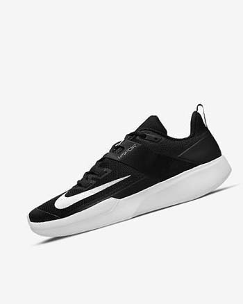 Black / White Men's Nike Court Vapor Lite Tennis Shoes | CA2217