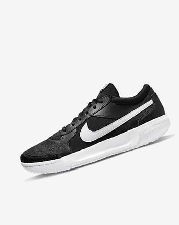 Black / White Men's Nike Court Zoom Lite 3 Tennis Shoes | CA2887