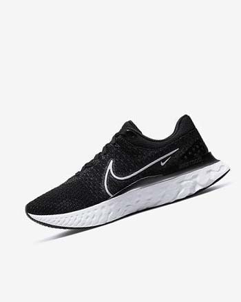 Black / White Men's Nike React Infinity Run Flyknit 3 Running Shoes | CA3268