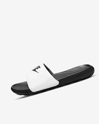 Black / White Men's Nike Victori One Slides | CA2610