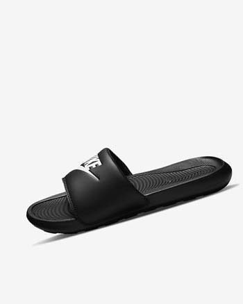 Black / White Men's Nike Victori One Slides | CA4562