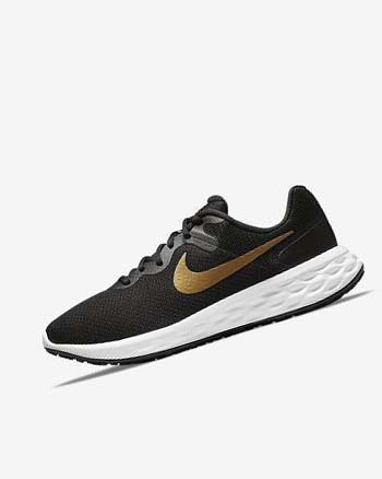 Black / White / Metal Gold Men's Nike Revolution 6 Next Nature Running Shoes | CA5286