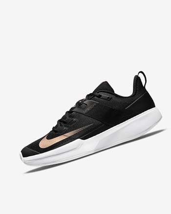 Black / White / Metal Red Brown Women's Nike Court Vapor Lite Tennis Shoes | CA2545