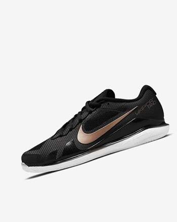Black / White / Metal Red Brown Women's Nike Court Air Zoom Vapor Pro Tennis Shoes | CA2854