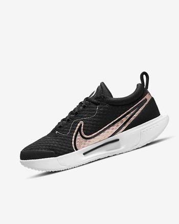 Black / White / Metal Red Brown Women's Nike Court Zoom Pro Tennis Shoes | CA4550