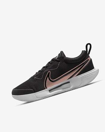 Black / White / Metal Red Brown Women's Nike Court Zoom Pro Tennis Shoes | CA5559