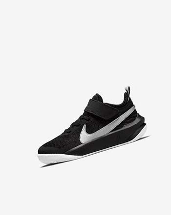 Black / White / Metal Silver Boy Nike Team Hustle D 10 Basketball Shoes | CA2888