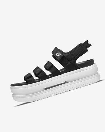 Black / White / White Women's Nike Icon Classic Sandals | CA5337
