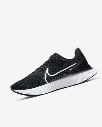Black / White Women's Nike React Infinity Run Flyknit 3 Running Shoes | CA2355