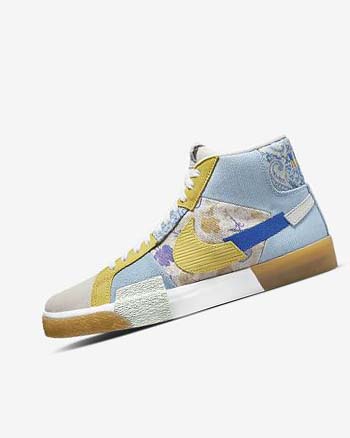 Blue / Green / Blue Women's Nike SB Zoom Blazer Mid PRM Skate Shoes | CA2707