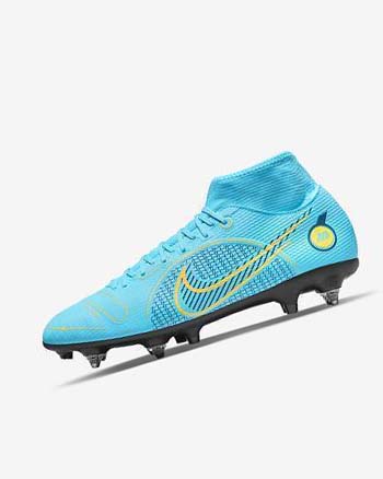 Blue / Orange Men's Nike Mercurial Superfly 8 Academy SG-PRO Anti-Clog Traction Soccer Cleats | CA2256