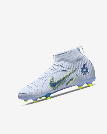 Grey / Light Blue / Blue / Blue Boy Nike Jr. Mercurial Superfly 8 Academy MG Soccer Cleats | CA3020