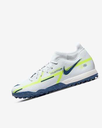 Grey / Light Blue / Dark Blue Men's Nike Phantom GT2 Academy Dynamic Fit TF Soccer Shoes | CA1192