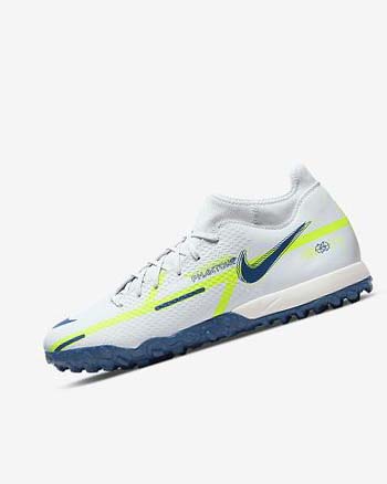 Grey / Light Blue / Dark Blue Women's Nike Phantom GT2 Academy Dynamic Fit TF Soccer Shoes | CA4585