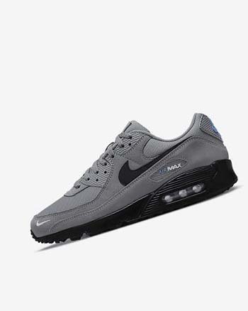 Grey / Light Blue / Metal Silver / Black Men's Nike Air Max 90 Casual Shoes | CA4500