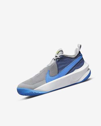 Grey / Navy / Green / Blue Girls' Nike Team Hustle D 10 Basketball Shoes | CA4970