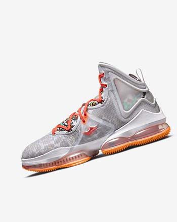 Grey / Orange / Light Red / Green Women's Nike LeBron 19 Basketball Shoes | CA3206