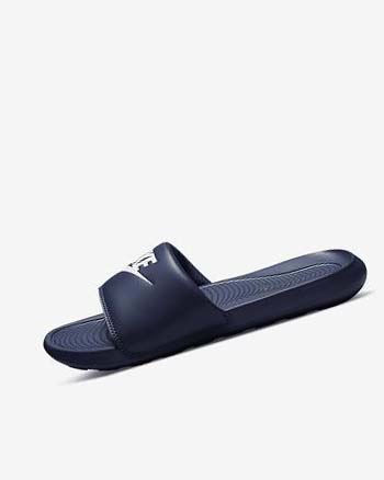 Navy / White Men's Nike Victori One Slides | CA2761
