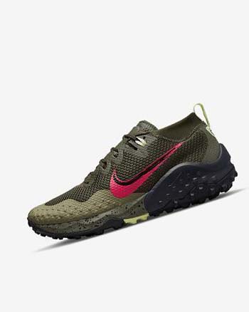 Olive / Red Men's Nike Wildhorse 7 Trail Running Shoes | CA5204
