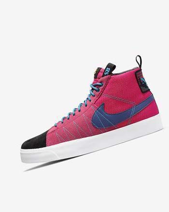 Pink / Blue / Deep Royal Blue Men's Nike SB Zoom Blazer Mid PRM Skate Shoes | CA4699