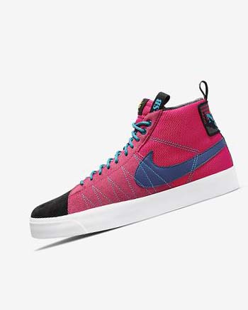 Pink / Blue / Deep Royal Blue Women's Nike SB Zoom Blazer Mid PRM Skate Shoes | CA3061
